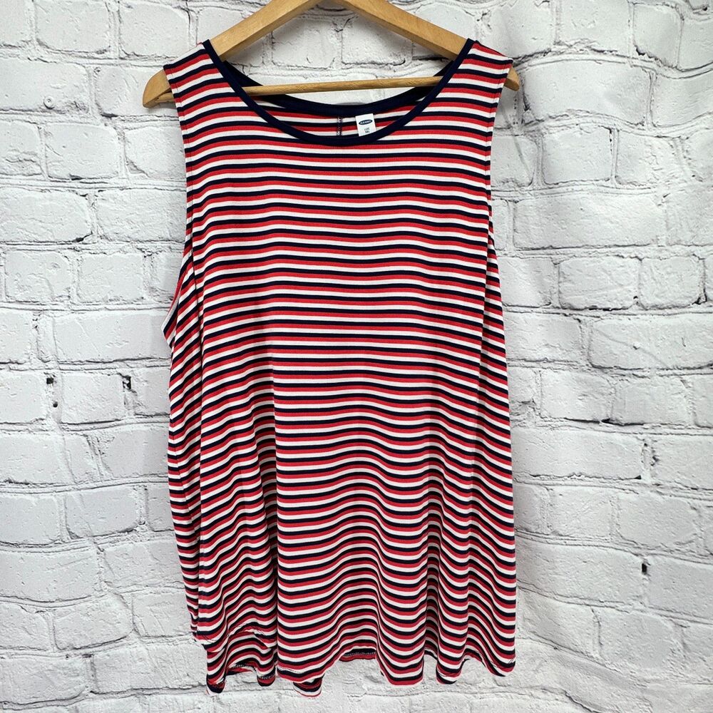 Old Navy Luxe Tank Top Women's XXL Red White Blue Soft Stretch Patriotic USA
